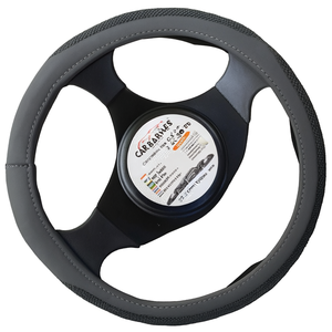 Housse de volant de voiture 39 cm grise avec surpiqûres pour utilisation automobile - Product Image 2