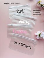 Enveloppes à argent personnalisées A6, pochettes en plastique transparent givré avec fermeture éclair, classeurs de budget, portefeuilles pour économiser de l'argent, pour le rangement de billets.