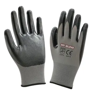 Custom Smooth Nitrile Glove Coating Machine Guantes De Nitrilo Hardware Store Work Gloves Nitrile Safety Gloves Oil Proof Grey