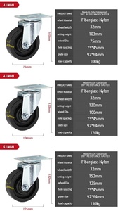 Mittelschwere 3 ZOLL 4 ZOLL 5 ZOLL Hochtemperatur-Glasfaser-Nylonräder, Beständig bis 180 Grad °     Bäckereiwagen-Ofenrollen - Product Image 4