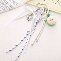 Porte-clés RW en forme de fruits, tissé à la main (pastèque, orange, kiwi), support de clés de voiture, pendentif créatif en laine crochetée, porte-clés