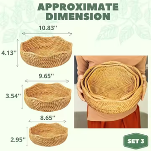 Cesta de mimbre redonda hecha a mano de alta calidad para servir pan tejida a mano en Vietnam para almacenamiento y servicio de frutas - Product Image 4