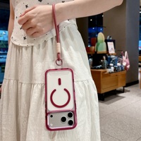 Étui de téléphone magnétique coloré IVYMAX, coque en TPU PC antichoc, anneau magnétique, coussin d'air, avec sangle pour iPhone 18 Pro Max
