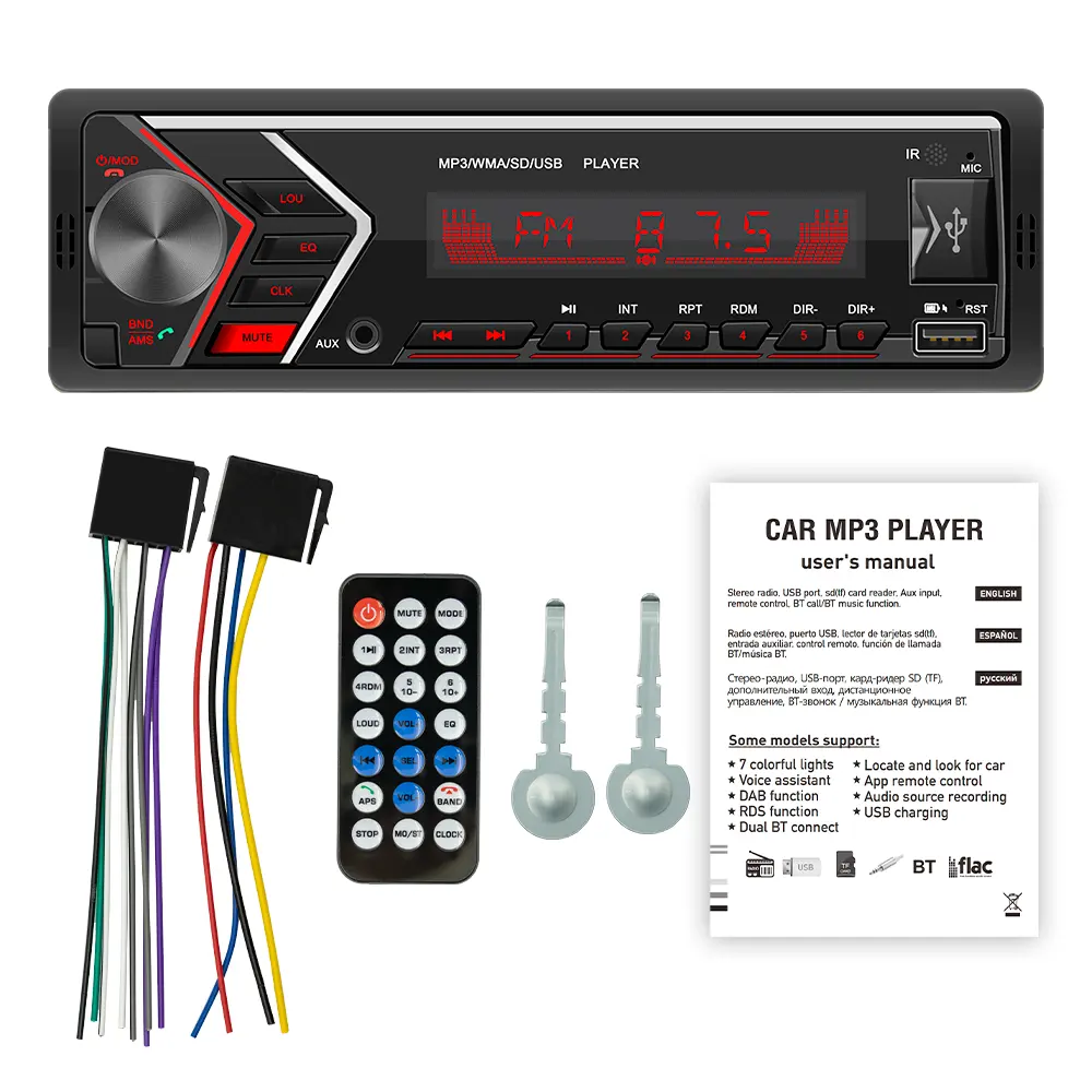 Pemutar USB mp3 Mobil IC 7388 dengan pengisi daya USB BT 1Din Radio FM radio mobil AUX untuk Nissan tiida