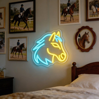 Neonawall Enseigne néon LED tête de cheval mignonne, à intensité variable, alimentée par USB, multi-positions, pour décoration murale, bar, salon, salle de sport, bureau, salle de jeux, fête