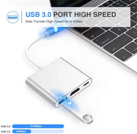 4K 30hz HDTV USB 3.0 Adaptateur 3 en 1 Pd Type C Hub 3 en 1 Adaptateur multiport Usb C Type C Otg vers Usb 3.0 Adaptateur