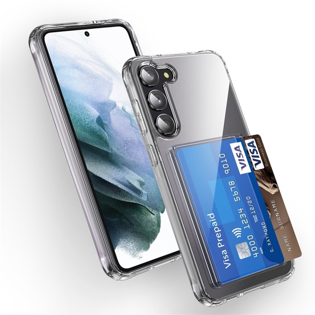 Mobile Phone Accessories Case Shockproof 1.5mm Transparent Cover Card Slot Purse Clear Phone Case for Samsung S23 Plus S24 Ultra