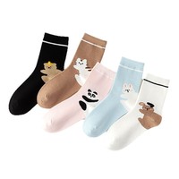 Nouvelles chaussettes mi-mollet pour femmes, motif ours de dessin animé mignon, absorbantes, décontractées, pour filles, vente en gros, style Instagram tendance