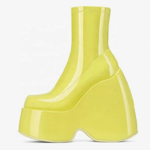 Chaussures à talons épais en cuir verni pour femmes, bottines à talons compensés, plateforme, grande taille 43, 2022 - Product Image 3