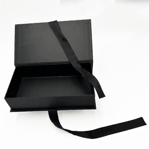 Wholesale <b>Wedding</b> Birthday <b>Gifts</b> <b>Boxes</b> Custom Black Cardboard Paper Box Packaging Magnetic Closing Rigid <b>Gift</b> Box With Ribbon - Product Image 3