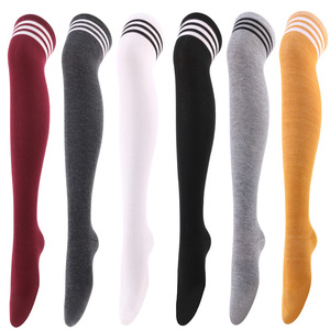 Calcetines hasta la rodilla de estilo japonés para mujer Diseño de rayas escolares occidentales de punto sin costuras - Product Image 6