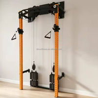 DINUO Rack de musculation mural pliable avec système de poulies en aluminium et pile de poids en acier massif pour salle de sport à domicile
