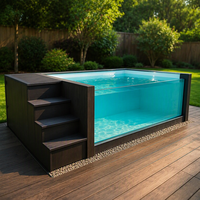 Piscine rectangulaire hors sol en fibre de verre durable, type conteneur d'expédition, avec système de chauffage pour la maison
