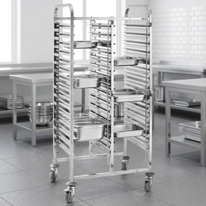 Chariot de rangement mobile professionnel en acier inoxydable à double rangée et 16 niveaux GN1/1, pour boulangerie, traiteur et restaurant - Product Image 1