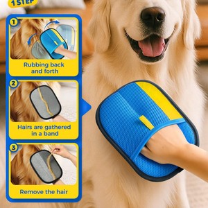 Gant anti-poils pour animaux ZYP bleu, outil de toilettage à électricité statique pour chiens, chats et nettoyage de meubles - Product Image 1