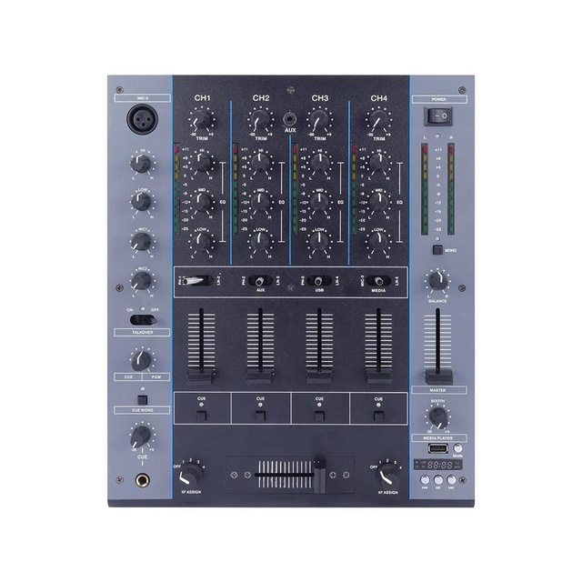 4-Channel Professional Digital Audio Mixing Console with USB BT 48V Phantom Power for Studio Live Recording DJ Stage Sound Board