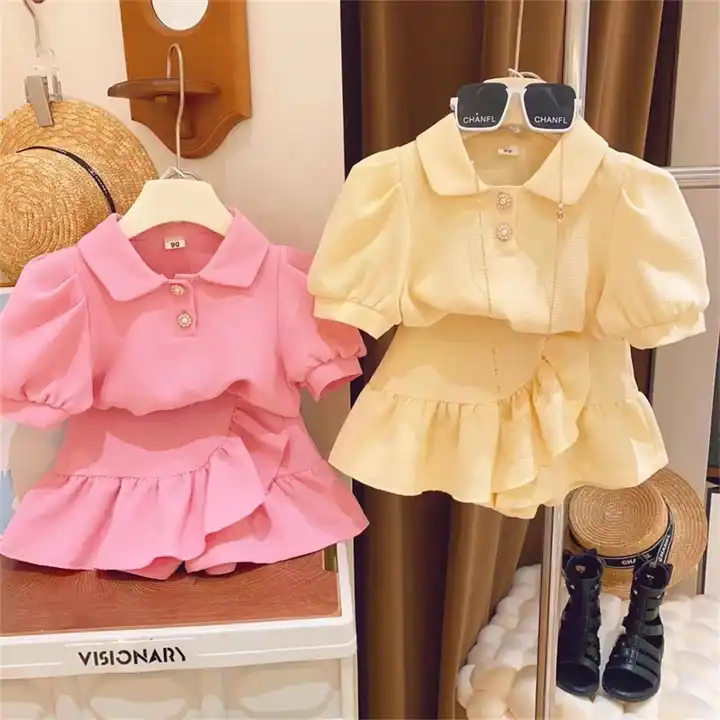 New Fashion Toddler Baby Girls Summer Outfits Puff Sleeve Lapel Shirts+skirt  Boutique 2pcs Kids Clothes - Buy New Fashion Toddler Baby Girls Summer  Outfits Puff Sleeve Lapel Shirts+skirt Boutique 2pcs Kids Clothes
