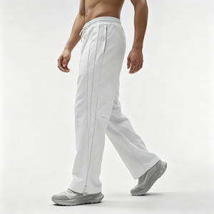 Custom Men Elastic Drawstring Waist Sports Pants Wide Leg Ankle <strong>Zip</strong> <strong>Side</strong> Pocket Lightweight Men Athletic <strong>Trousers</strong> - Product Image 2