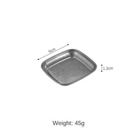 YolecenVintage – Plat de service carré rétro en acier inoxydable 304 pour sauce barbecue, plat à sauce, petit plat coréen, vaisselle