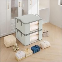 Boîte de rangement pliable pour dortoir, pour vêtements, couettes, couvertures, literie et organisateur de vêtements avec poignées, sacs de rangement pour couettes pour armoire et placard