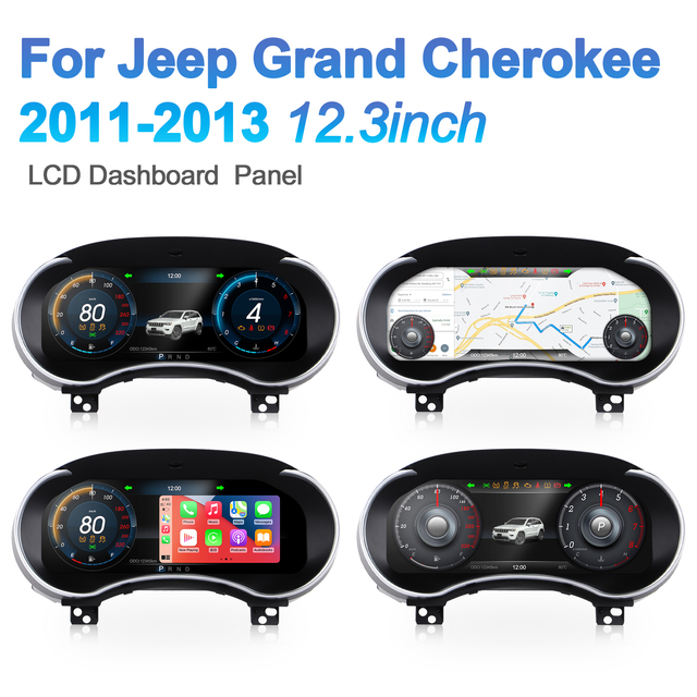 Navihua Car Digital Cluster 12.3 Lcd Instrument Cluster Dashboard Upgrade Auto Speedometer for Jeep Grand Cherokee 2011-2013