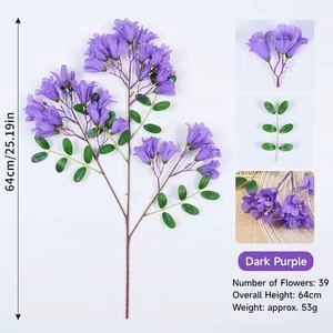 Branche de <span class=keywords><strong>Jacaranda</strong></span> en Soie Faite à la Main, 3 Branches, pour la Fête des Mères, Pâques, Noël, Branches d'Arbre de <span class=keywords><strong>Jacaranda</strong></span> Artificielles - Product Image 3