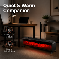Chauffage électrique 3D à effet flamme 81 cm, radiateur convecteur de plinthe, chauffage d'appoint économe en énergie pour salon et bureau, souffleur d'air chaud