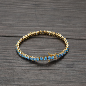 Pulsera de tenis estilo Hip Hop, pulsera de circonio azul marino de una sola fila, collar de moda Tanjing Lijing - Product Image 2