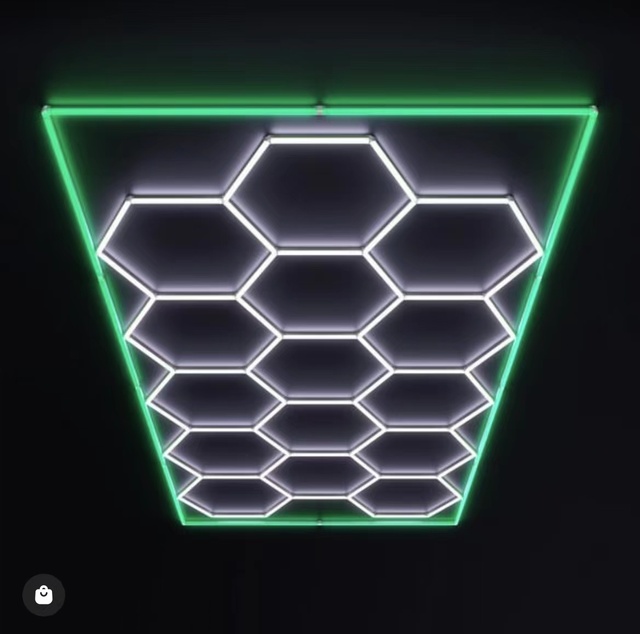 2.4M*4.8M Honeycomb Hexagonal Lighting Car Workshop Gym Barbershop Wash Light Garage Detailing Hexagonal Led Lights