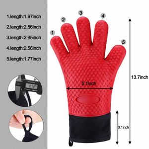 Long Food Grade <b>Silicone</b> Oven Mitts Durable Heat and Slip Resistant BBQ Grill Glove - Product Image 4