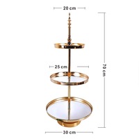 Support à gâteau rond en acier inoxydable de style européen, décoration de mariage, centre de table, plateau miroir surélevé, présentoir à desserts