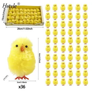 Figuras de pollos de Pascua de colores diminutos, para manualidades, regalos de fiesta, decoraciones de mesa, HS1311, 36 Uds.