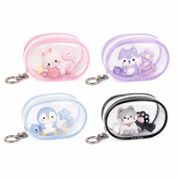 Mini sac ovale transparent en PVC anti-poussière avec fermeture à pression, pochette de présentation pour porte-clés, bijoux, figurines, organisateur de rangement, vente en gros