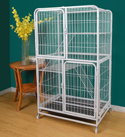 Cage pour chat à 3 niveaux, boîte de jeu, caisse, chenil, parc pour chat, 3 étagères de perchoir réglables, 1 étagère, fixation de lit pour chat et roulettes
