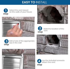 Grille de ventilation moderne en acier inoxydable Zllzpzd 150 mm avec moustiquaire verrouillable et <span class=keywords><strong>clapet</strong></span> anti-retour <span class=keywords><strong>pour</strong></span> montage mural <span class=keywords><strong>extérieur</strong></span> - Product Image 6