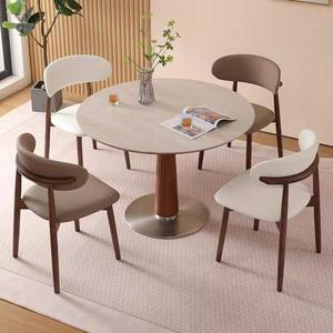 Table à manger en bois durable, écologique et faite à la main, avec plateau circulaire en pierre et pieds en bois, pour cuisine, restaurant, salle de bain, hôtel - Product Image 3