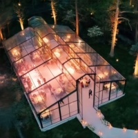 Carpa de Lujo Personalizada de PVC para Atrios, Carpa para Bodas con Paredes de Vidrio, Estructura Negra de 30x50m, Resistente al Agua y a los Rayos UV para las Cuatro Estaciones
