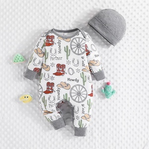 Monos de Bebé Personalizados de Alta Calidad, Monos para Recién Nacidos con Manga Larga y Estampado de Dibujos Animados, Monos para Bebés Niñas al por Mayor con Gorro - Product Image 1