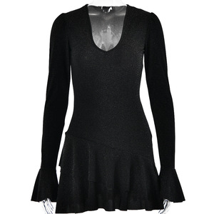 Robe de soirée moulante sexy à col en V profond et manches évasées, style européen et américain, pour femme - Product Image 5