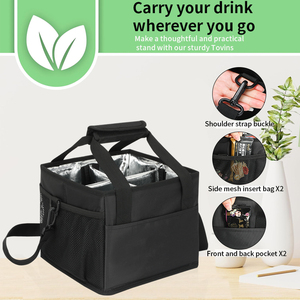 Botella de agua aislada reutilizable portátil, taza <span class=keywords><strong>Caddy</strong></span> 4, soporte para latas de café, soporte para bebidas con asa, organizador, bolso de hombro - Product Image 3