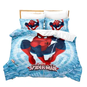 Set Teddy, kelas atas ukuran King Quilt 3 buah sarung bantal dan selimut penutup Set 3D dicetak seri Marvel