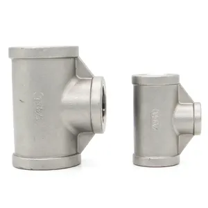 Stainless Steel 304 1/2" Tee Female NPT T Shaped 3 Way Cast Pipe Fitting