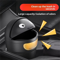 Poubelle de voiture portable en ABS, design mignon de dessin animé, avec couvercle rabattable, anti-odeur, anti-fuite, capacité de 1 à 3 L, forme ronde, design pliable