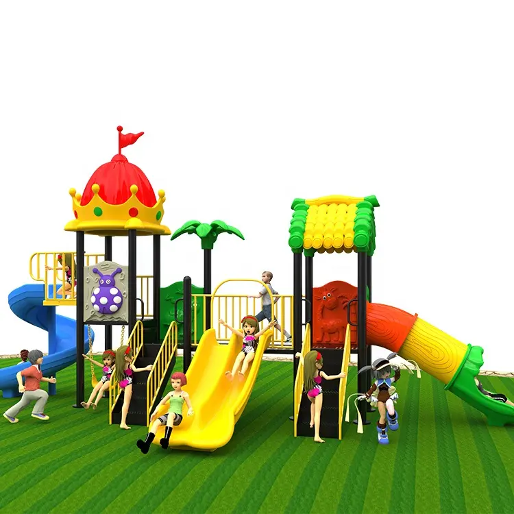 Jeu de diapositives en plastique pour aire de jeux extérieure pour enfants, nouveau design avec équipement de fitness, équipement de parc d'attractions pour enfants