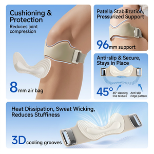 Sangle rotulienne Airbag rose en silicone 3D, support de genou réglable en forme d'aile pour le soulagement de la douleur et la stabilité - Product Image 3
