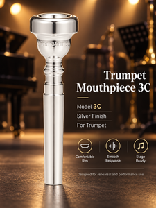 Boquilla para Trompeta Bach 3C Plateada en Plata, Boquilla Profesional para Instrumento de Viento para Interpretaciones - Product Image 1