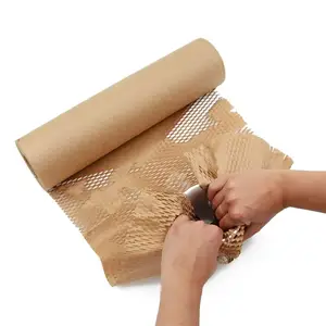 100% materiale riciclabile flessibile robusto imballaggio a nido d'ape rotolo di carta Kraft carta da imballaggio pettine di miele biodegradabile