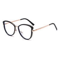 95972 Nouvelles lunettes anti-lumière bleue à monture sourcil, design œil-de-chat tendance, accents bicolores, collection Printemps 2025, monture intégrale