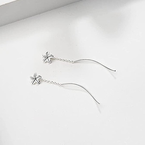 Boucles d'oreilles pendantes courtes et lisses en forme de fleur de frangipanier à cinq pétales pour femme, accessoires quotidiens - Product Image 4