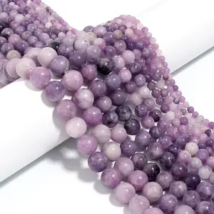 JC Wholesale high quality Natural Jade Lavender beads 4-12mm loose bead with hole for jewelry making round stone beads